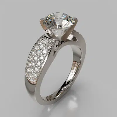 Wide Band Round Cut Moissanite Engagement Ring Wide Band Round Cut Moissanite Engagement Ring