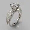 Wide Band Round Cut Moissanite Engagement Ring
