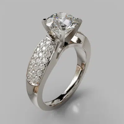 Wide Band Round Cut Moissanite Engagement Ring Wide Band Round Cut Moissanite Engagement Ring