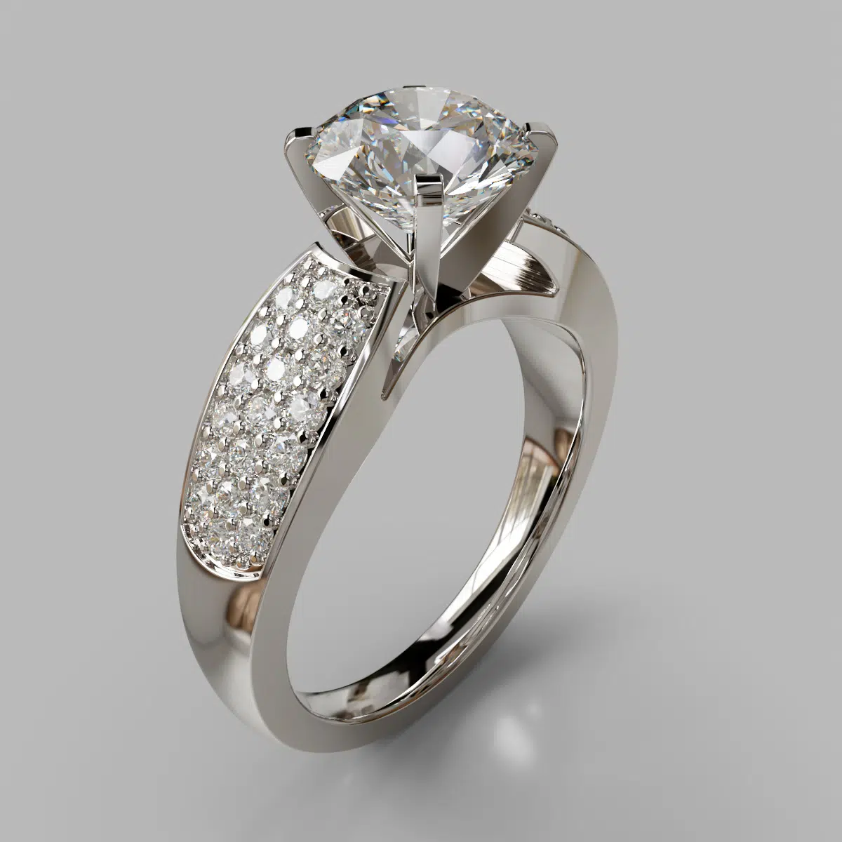 Wide Band Round Cut Moissanite Engagement Ring Wide Band Round Cut Moissanite Engagement Ring