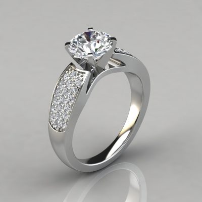 Wide Band Moissanite Engagement Ring with Accents