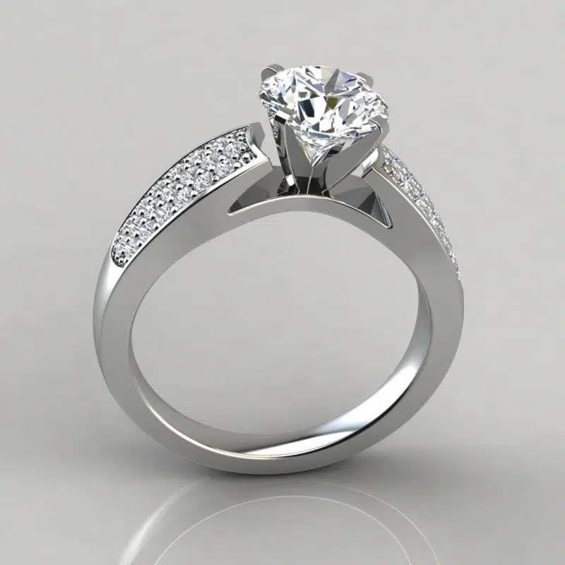 Wide Band Moissanite Engagement Ring with Accents
