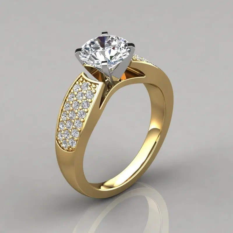 Wide Band Moissanite Engagement Ring with Accents