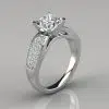 Wide Band Princess Cut Moissanite Engagement Ring with Accents