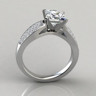 Princess Cut Wide Band Engagement Rings With Accents 