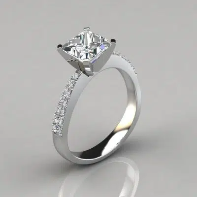 Tapered Pave Princess Cut Moissanite Engagement Ring