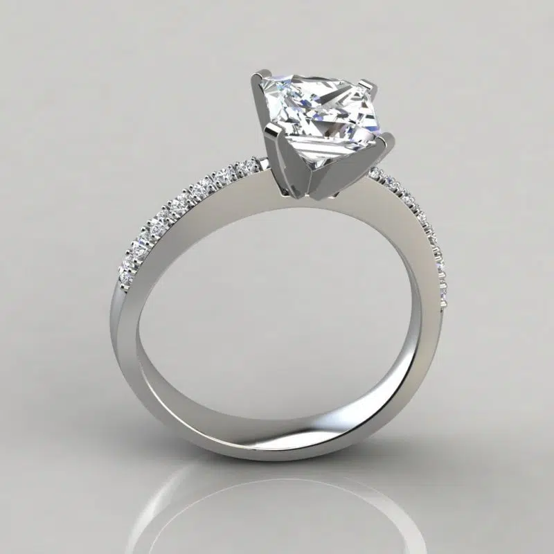 Tapered Pave Princess Cut Moissanite Engagement Ring