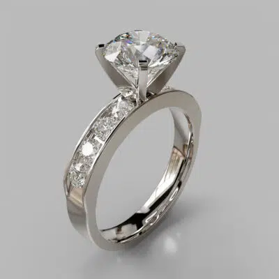 Round Cut Moissanite Channel Set Engagement Ring Round Cut Moissanite Channel Set Engagement Ring