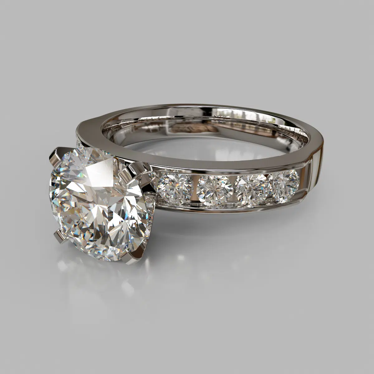 Round Cut Moissanite Channel Set Engagement Ring Round Cut Moissanite Channel Set Engagement Ring