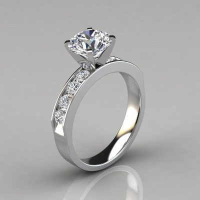 Round Cut Moissanite Channel Set Engagement Ring