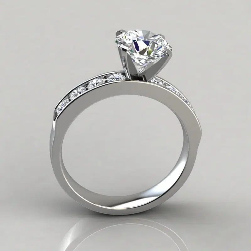 Round Cut Moissanite Channel Set Engagement Ring