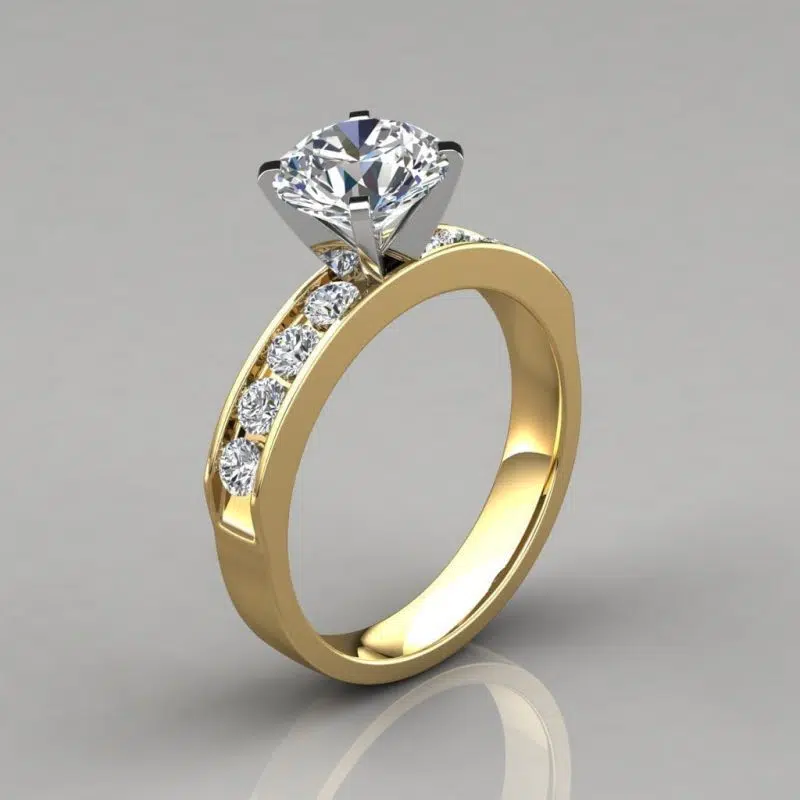 Round Cut Moissanite Channel Set Engagement Ring