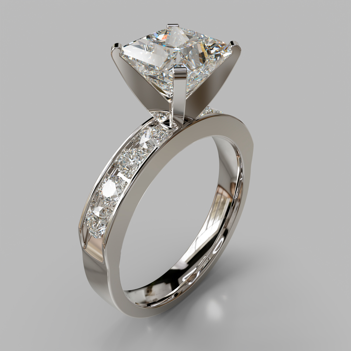 Moissanite Channel Set Moissanite Engagement Ring