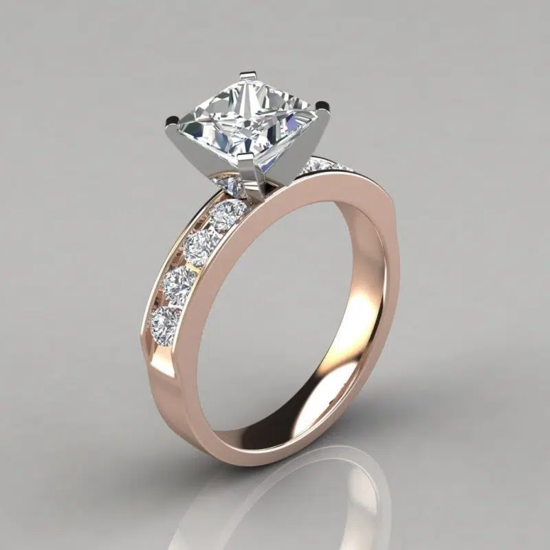 Moissanite Channel Set Moissanite Engagement Ring