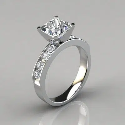 Moissanite Channel Set Moissanite Engagement Ring