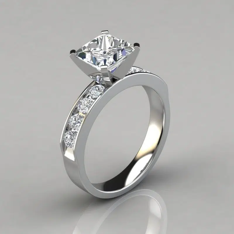 Moissanite Channel Set Moissanite Engagement Ring