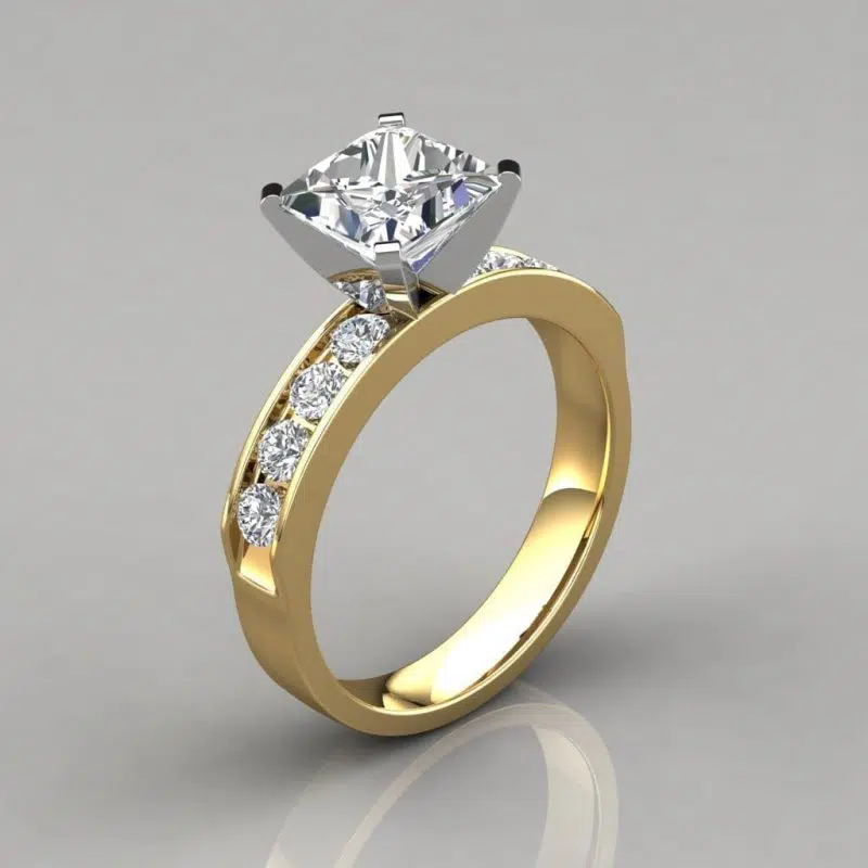 Moissanite Channel Set Moissanite Engagement Ring