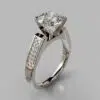 Flat Edged Cathedral Style Round Cut Moissanite Engagement Ring