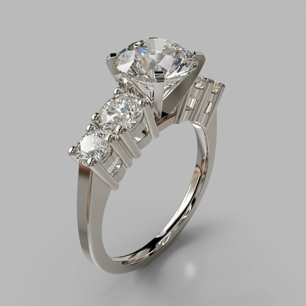 Five Stone Round Cut Moissanite Engagement Ring Five Stone Round Cut Moissanite Engagement Ring