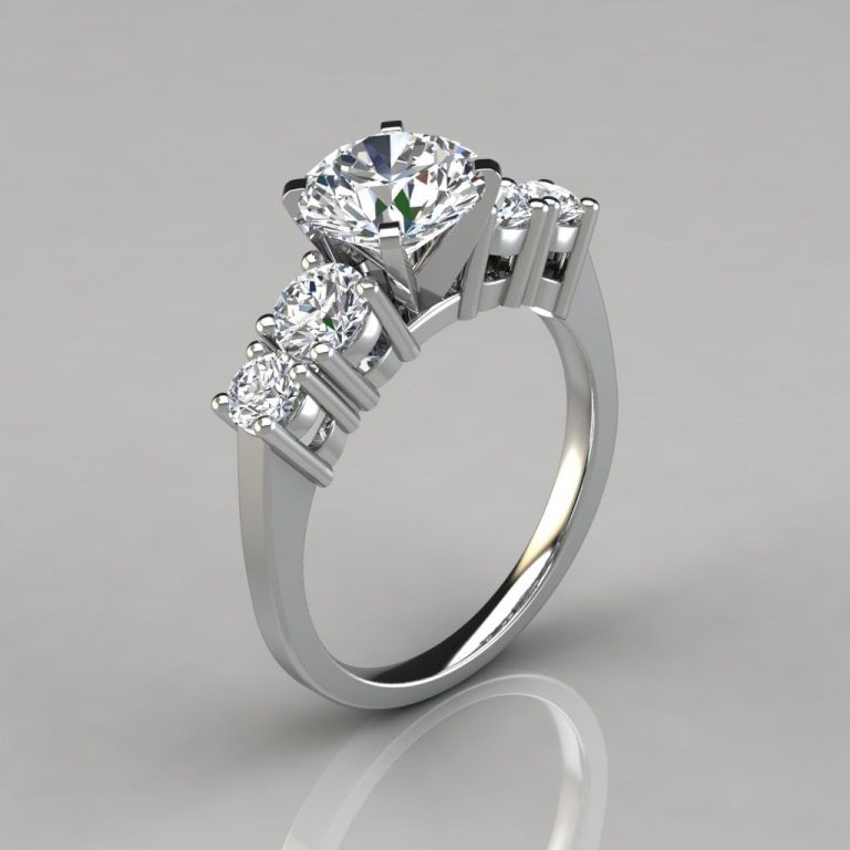 Graduated 5 Stone Cushion Cut Moissanite Engagement Ring