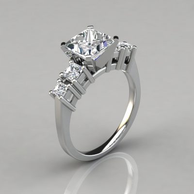 Five Stone Princess Cut Moissanite Engagement Ring