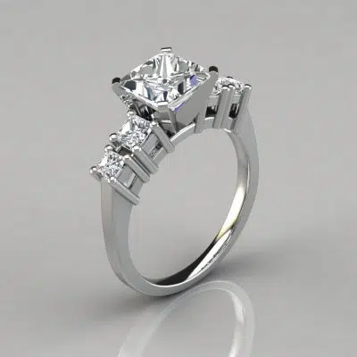 Five Stone Princess Cut Moissanite Engagement Ring