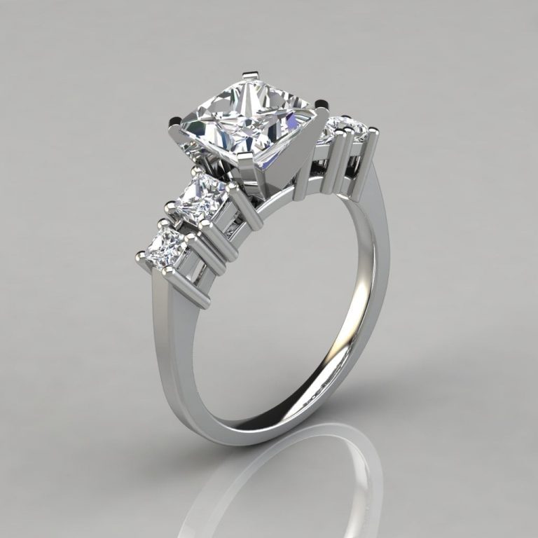 Five Stone Princess Cut Moissanite Engagement Ring | Forever Moissanite