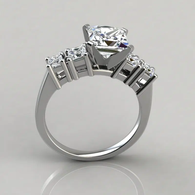 Five Stone Princess Cut Moissanite Engagement Ring