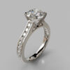 Cathedral Round Cut Channel Set Moissanite Engagement Ring
