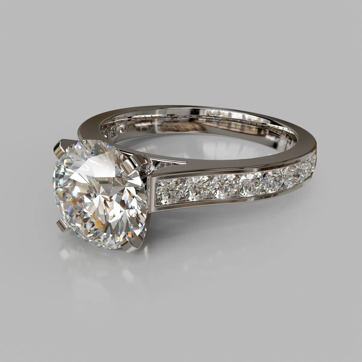 Cathedral Round Cut Channel Set Moissanite Engagement Ring Cathedral Round Cut Channel Set Moissanite Engagement Ring