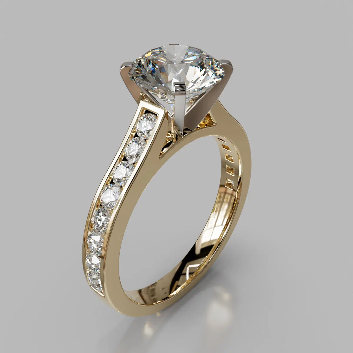 Cathedral Round Cut Channel Set Moissanite Engagement Ring Cathedral Round Cut Channel Set Moissanite Engagement Ring