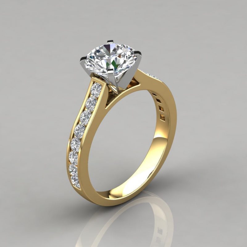 Bezel Set 3 CT Radiant Cut Moissanite Engagement Ring In 14k Yellow Gold  Plated