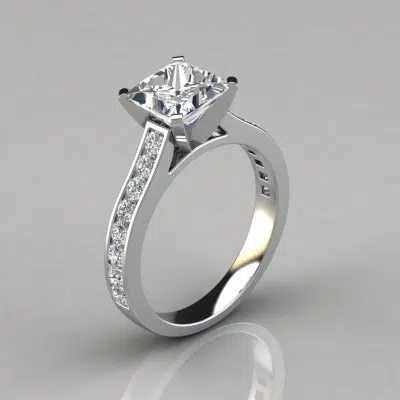 Cathedral Style Channel Set Moissanite Engagement Ring