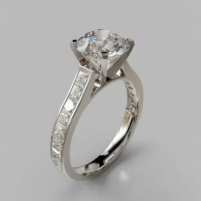 Princess Cut Side Stones Channel Set Moissanite Engagement Ring Princess Cut Side Stones Channel Set Moissanite Engagement Ring