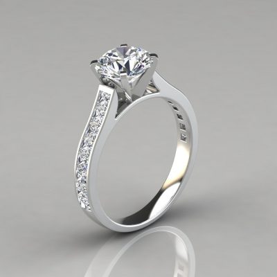 2 Carat Princess Cut Side Stones Channel Set Moissanite Engagement Ring