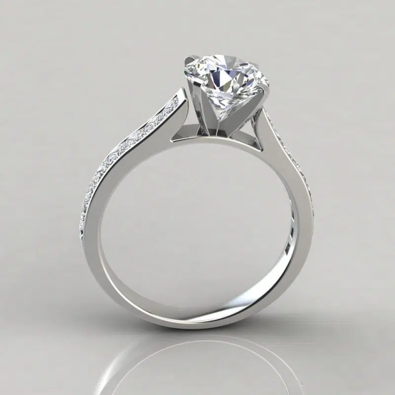 Princess Cut Side Stones Channel Set Moissanite Engagement Ring