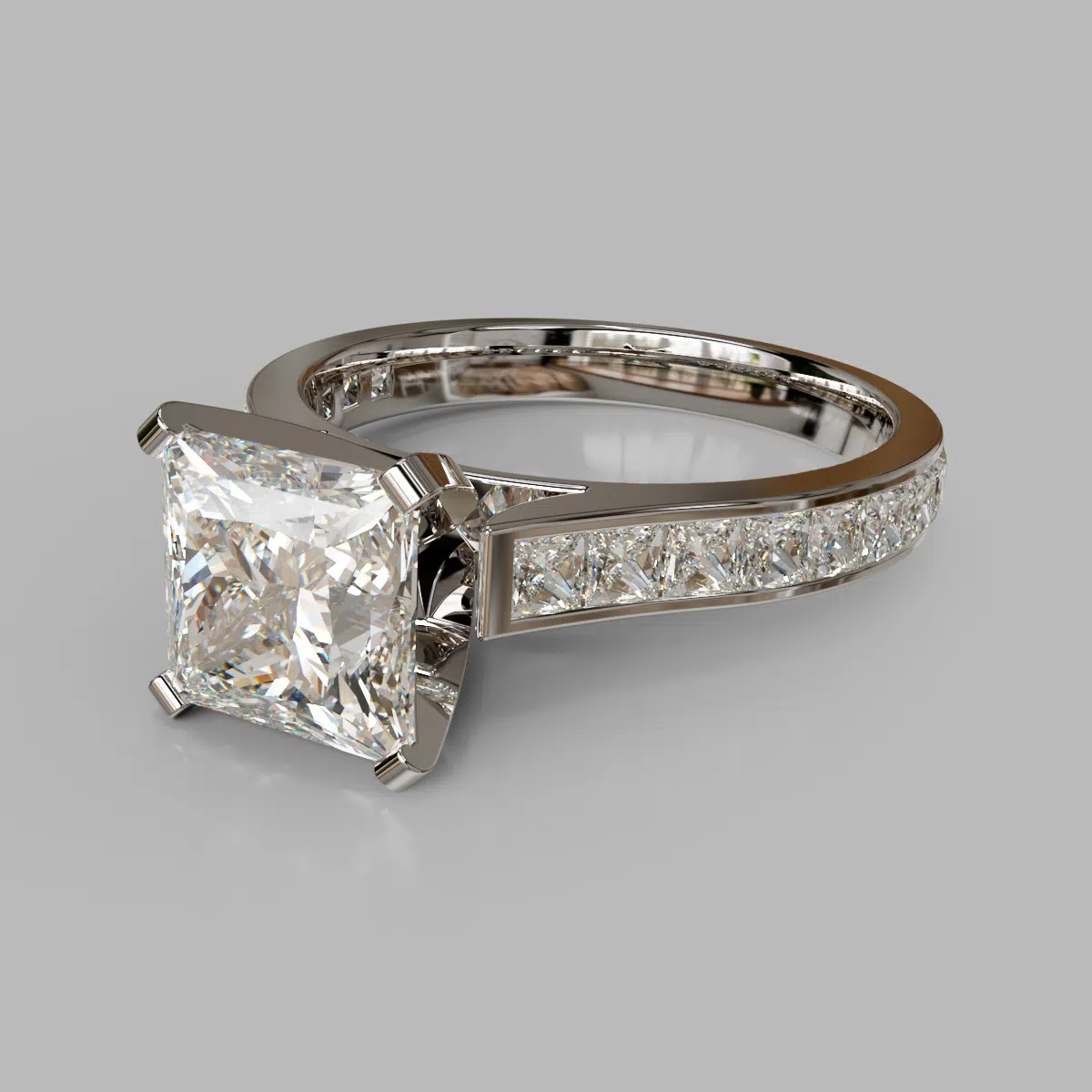 Cathedral Style Princess Cut Channel Set Moissanite Engagement Ring Cathedral Style Princess Cut Channel Set Moissanite Engagement Ring