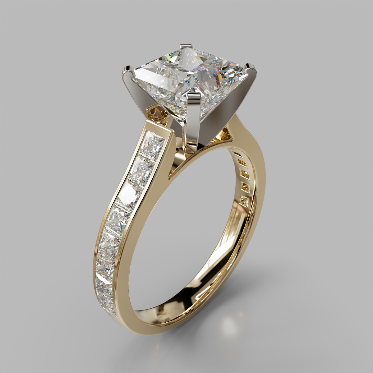 Cathedral Style Princess Cut Channel Set Moissanite Engagement Ring Cathedral Style Princess Cut Channel Set Moissanite Engagement Ring