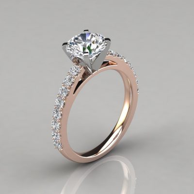 Round-Cut Cathedral Style Moissanite Engagement Ring