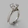 Round Cut Cathedral Pave Moissanite Engagement Ring