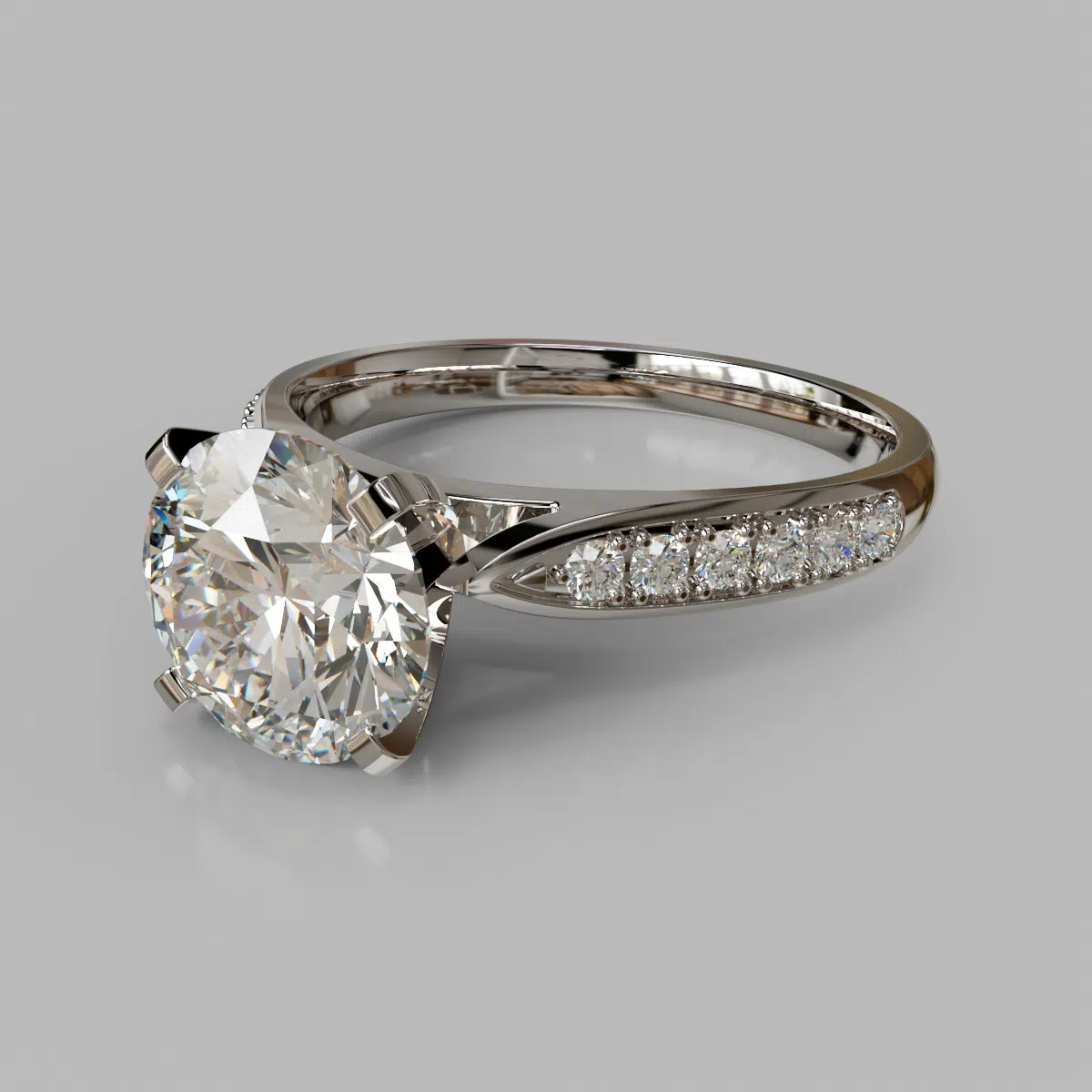 Round Cut Cathedral Pave Moissanite Engagement Ring Round Cut Cathedral Pave Moissanite Engagement Ring