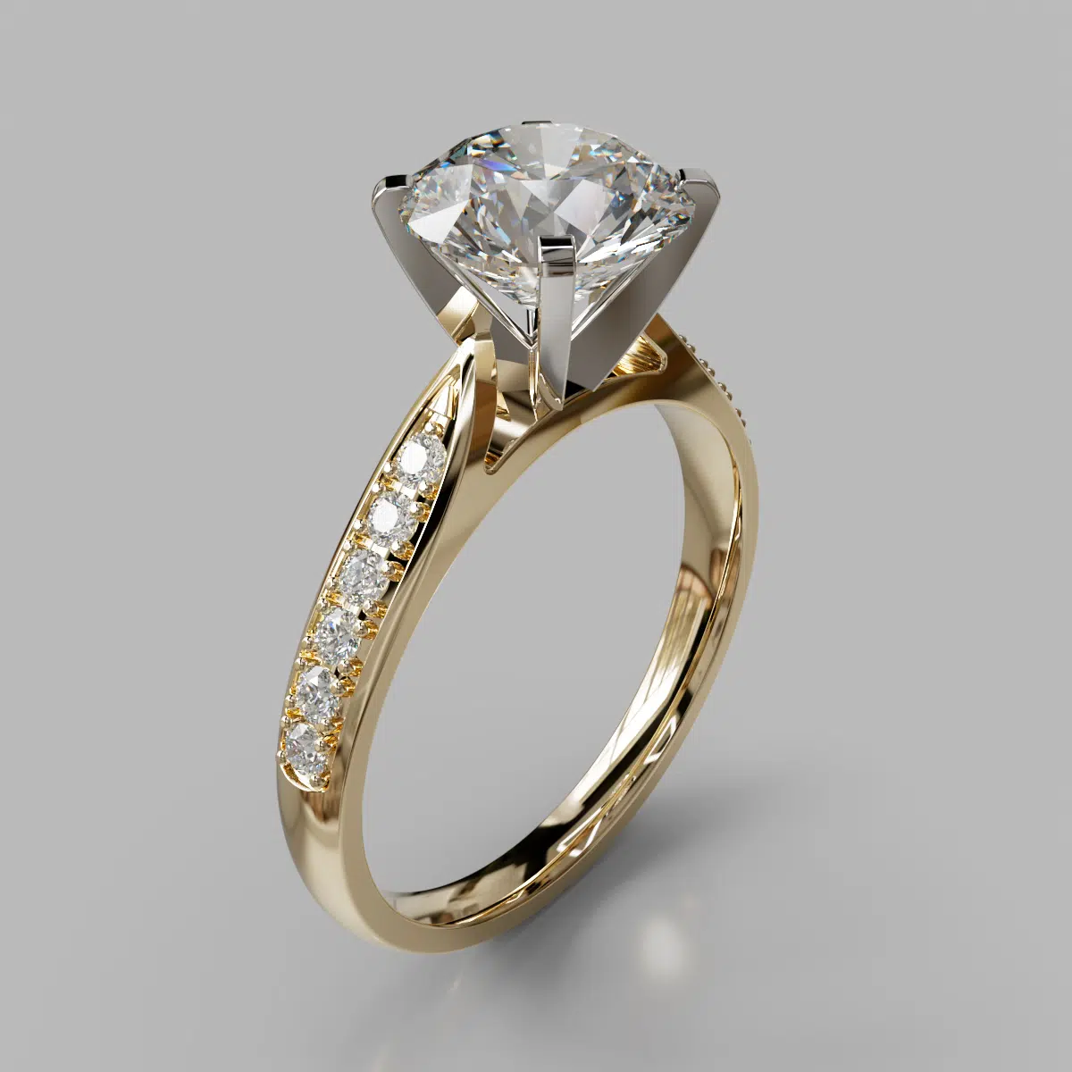 Round Cut Cathedral Pave Moissanite Engagement Ring Round Cut Cathedral Pave Moissanite Engagement Ring