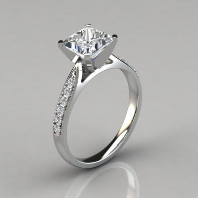 Side Stone Princess Cut Moissanite Ring | Moissanite Engagement Rings ...