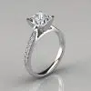 Princess Cut Cathedral Pave Moissanite Engagement Ring