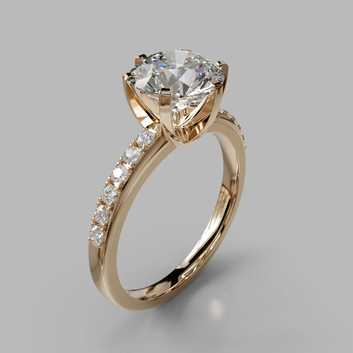 Six Prong Solstice Round Cut Moissanite Engagement Ring Six Prong Solstice Round Cut Moissanite Engagement Ring