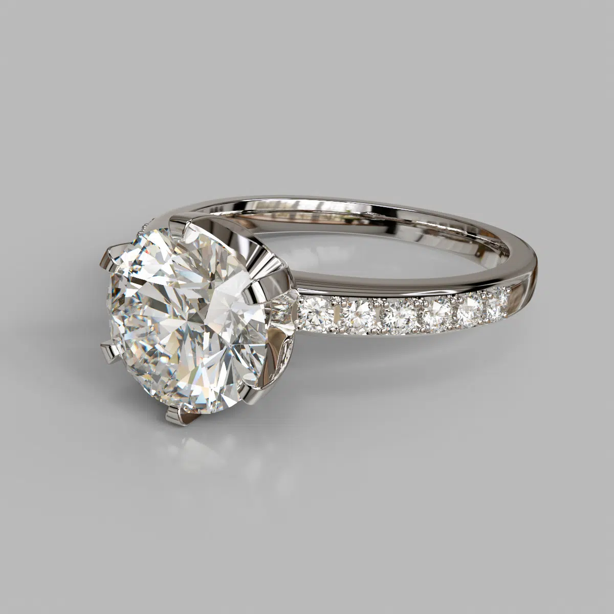 Six Prong Solstice Round Cut Moissanite Engagement Ring Six Prong Solstice Round Cut Moissanite Engagement Ring