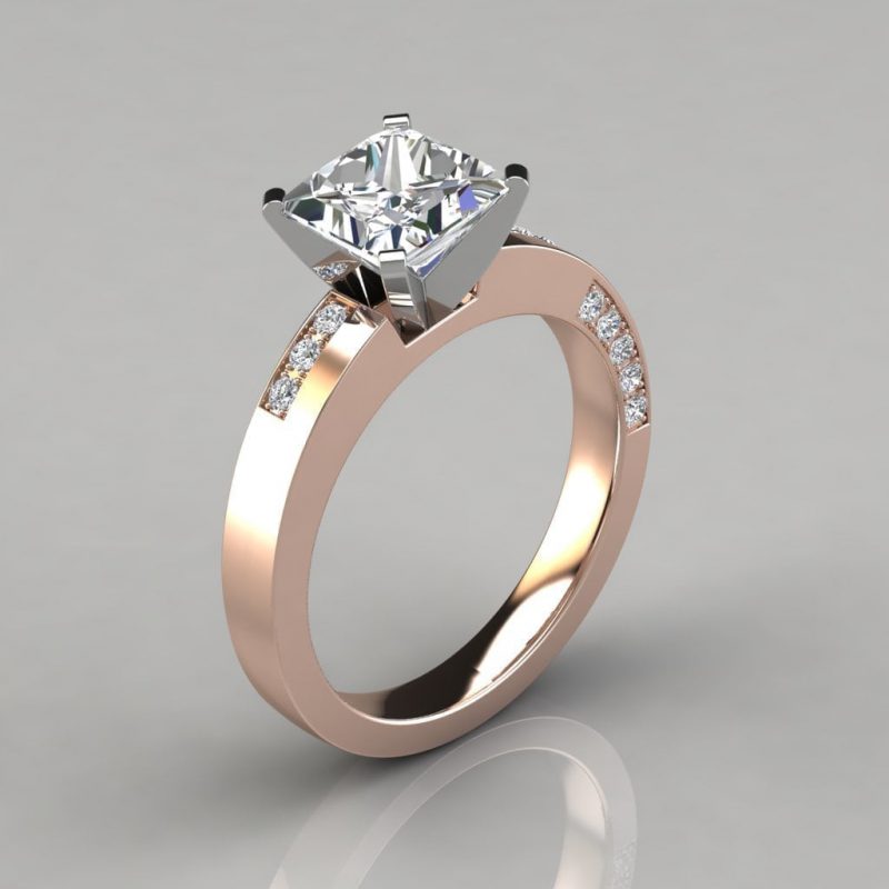 Asymmetric Pave Princess Cut Moissanite Engagement Ring | Forever ...