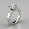 Asymmetric Pave Princess Cut Moissanite Engagement Ring