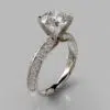 Knife Edge Pave Round Cut Moissanite Engagement Ring