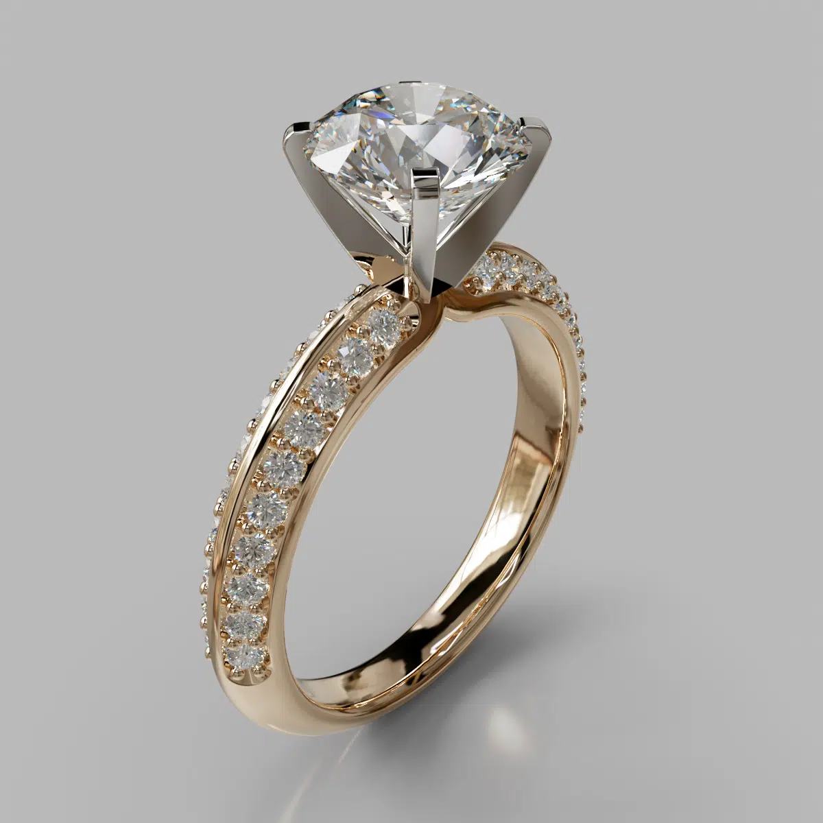 Knife Edge Pave Round Cut Moissanite Engagement Ring Knife Edge Pave Round Cut Moissanite Engagement Ring